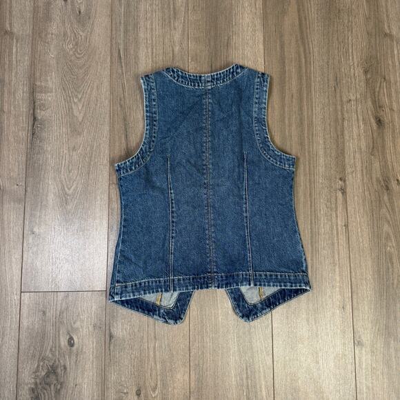 Madewell Denim Crewneck Vest WMNS 8 Concho Wash Button Up Regular fit Sleeveless - Picture 4 of 6